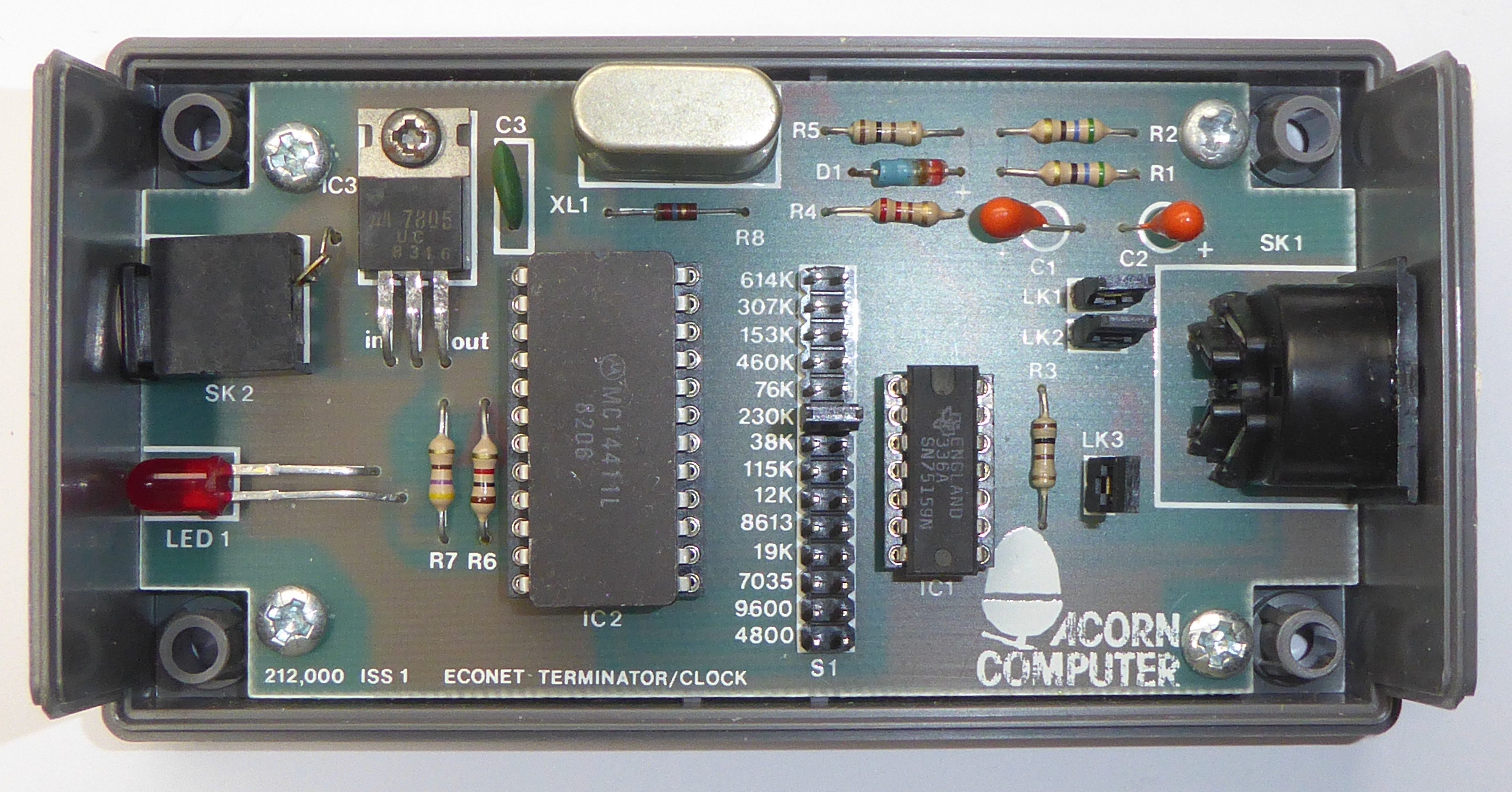 Acorn Econet Clock & Terminator AEH04 Internal View PCB