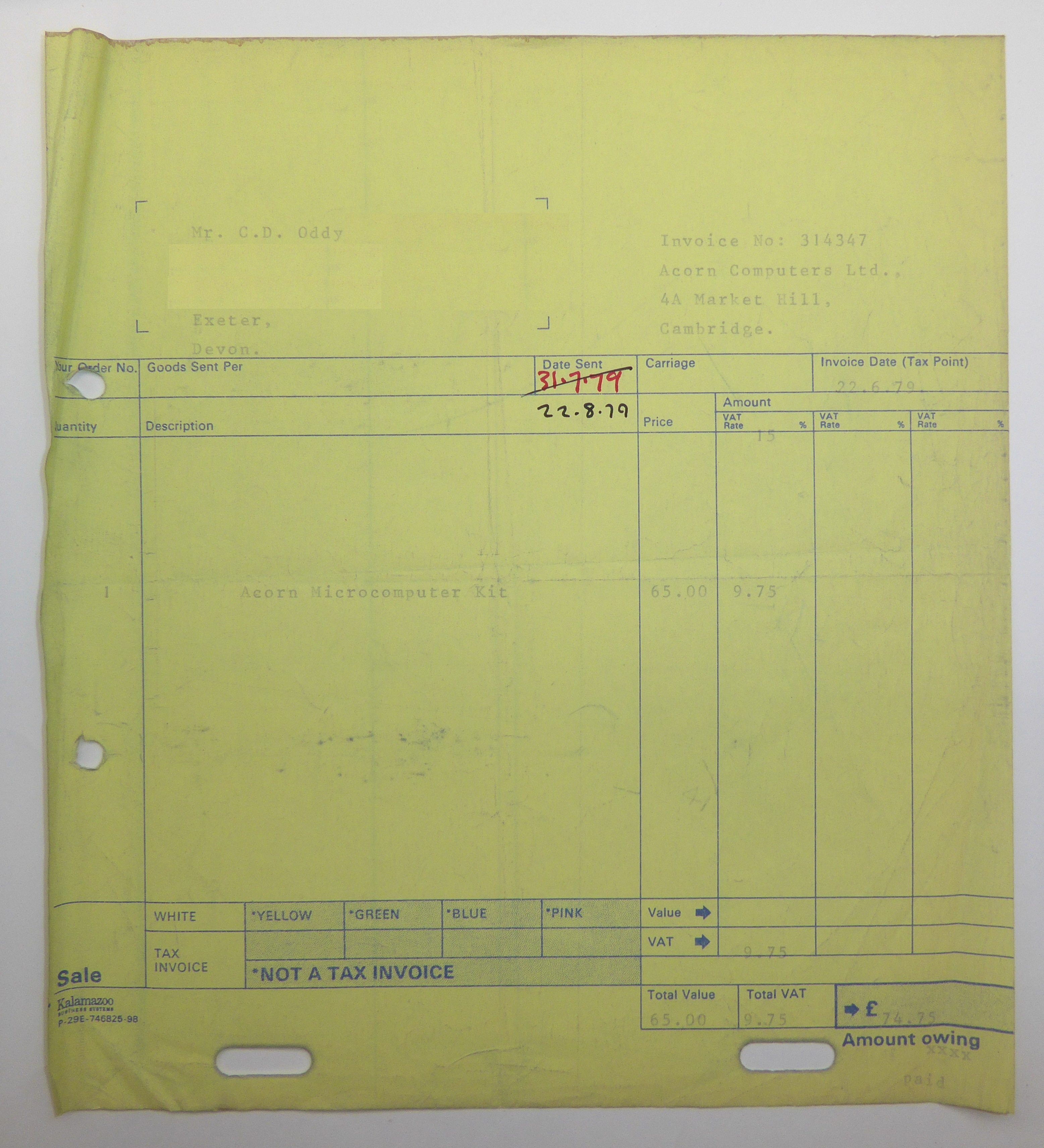 My System 1 Invoice